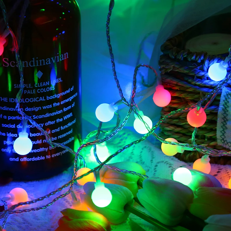 Праздничная светильник ная гирлянда со звездами и шарами праздничный шнурок с