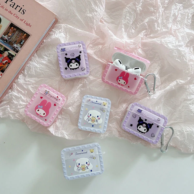 

Sanrio Hello Kitty Kuromi My Melody Bluetooth-compatible Earphone Set PC Hard Earphone Case for AirPods 1 2 3 Pro Pro2 Cover