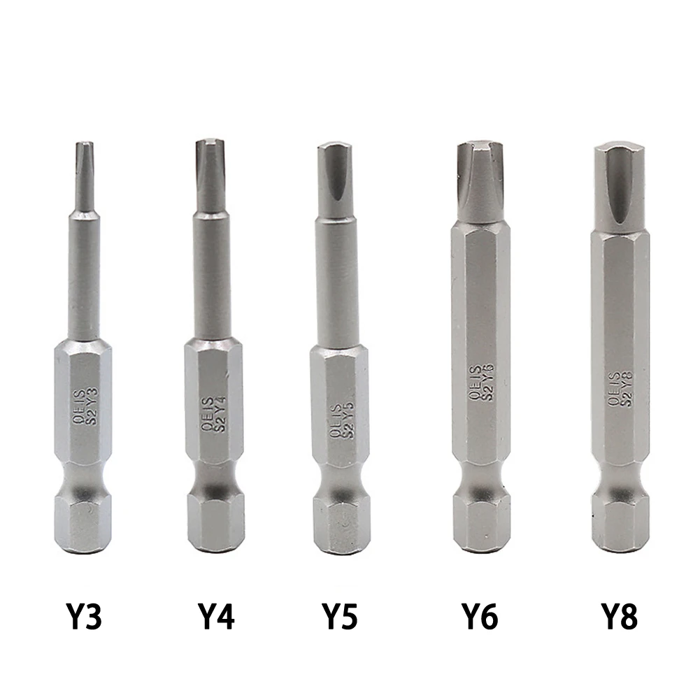 

1pc 50mm Y Shaped Screwdriver Bits Magnetic Screw Driver 1/4Inch Hex Shank Y Type Bit S2 Steel Screwdrivers Y3, Y4, Y5, Y6, Y8