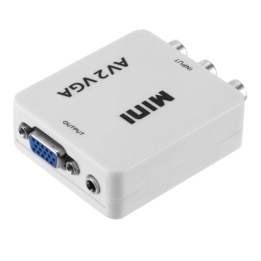 1080P Мини AV RCA CVBS к VGA видео преобразователь с 3 5 мм аудио поддержка PAL NTS адаптер для
