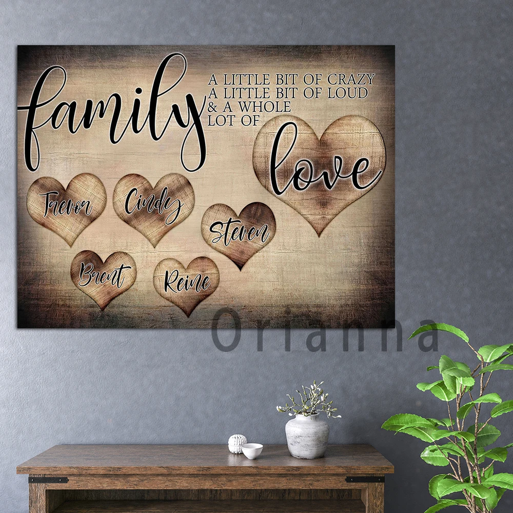 

Personalized Family Love Wall Art, Custom Family Name Wall Art Prints, Family Love Poster Canvas Home Decor Painting Cuadros