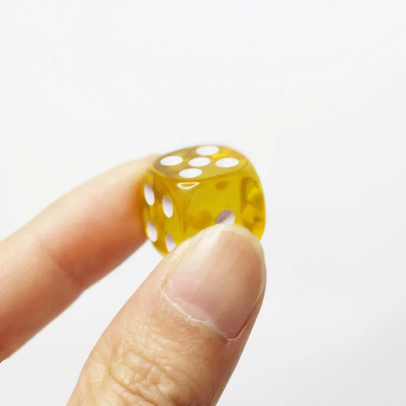 20 шт./партия прозрачные акриловые 6-сторонние игральные кости D6 14 мм 10 цветов
