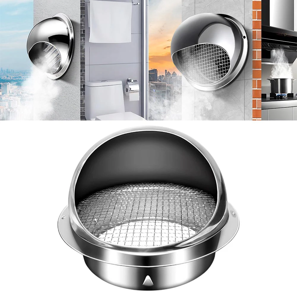 

New Stainless Steel Round Brushed Bull Nosed Extractor Outlet Wall Ceiling Air Vent Ducting Ventilation Grille Cover