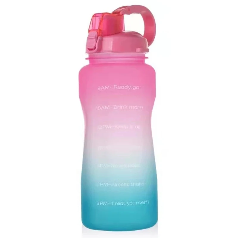 

Water Bottle With Time Marker, 68 Oz Extra Large Motivational Bottle With Straw
