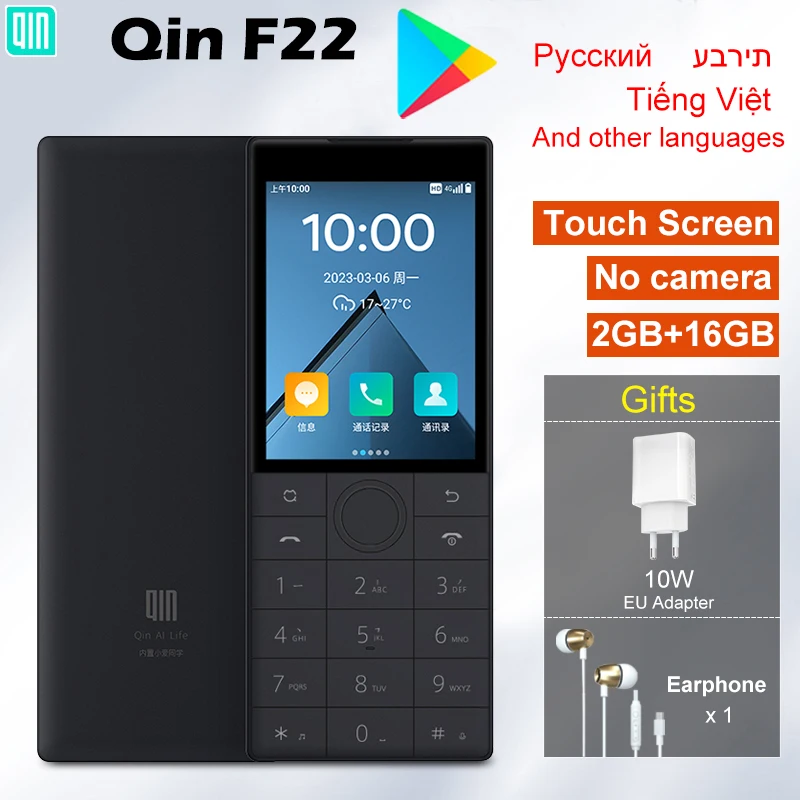 Qin F22 Touch Screen No Camera Phone Wifi 2.8 Inch 2GB 16GB MTK6739 Bluetooth 1700mAh Battery 480*640 Smart Global Version Phone