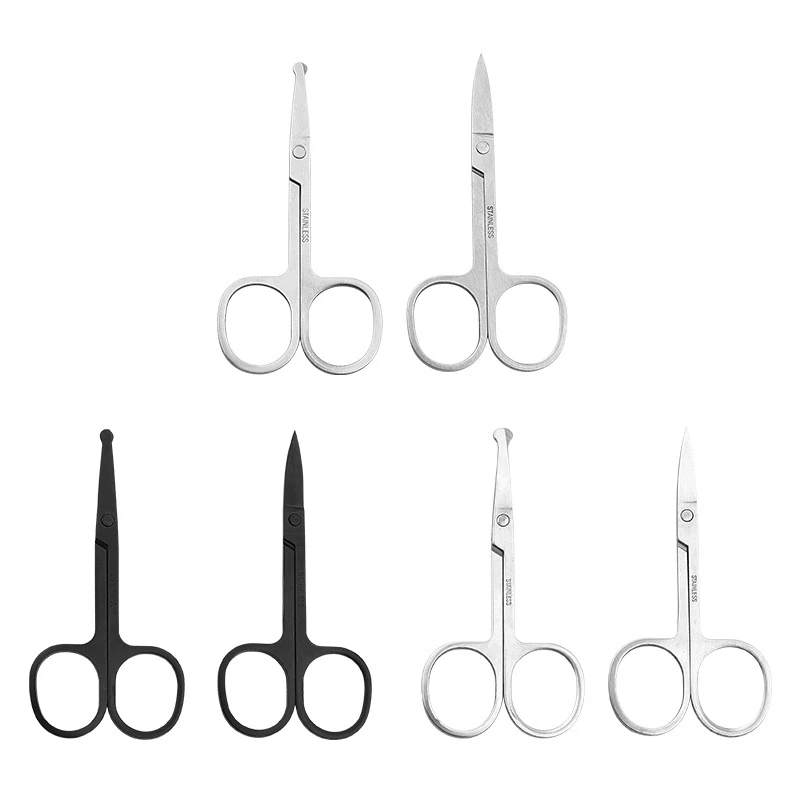 

100% New 1pc 3.5" Stainless Steel Mini Portable Curved Mustache Nose Ear Hair Remover Scissor Trimmer Small Scissors Tools