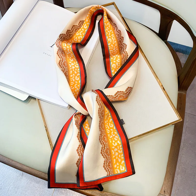 Шелковые искусственные женские шарфы для женщин роскошная повязка на голову 2022