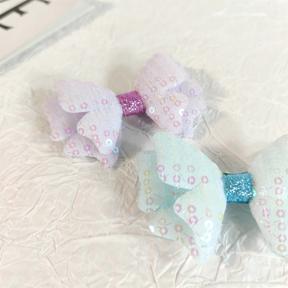 5 шт. Детские аксессуары для волос с двойным бантом и блестками