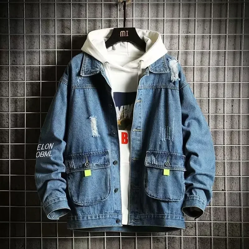 Denim Jacket Men's Autumn Winter New Style Student Korean Trendy Casual Loose Fit Wear Top |