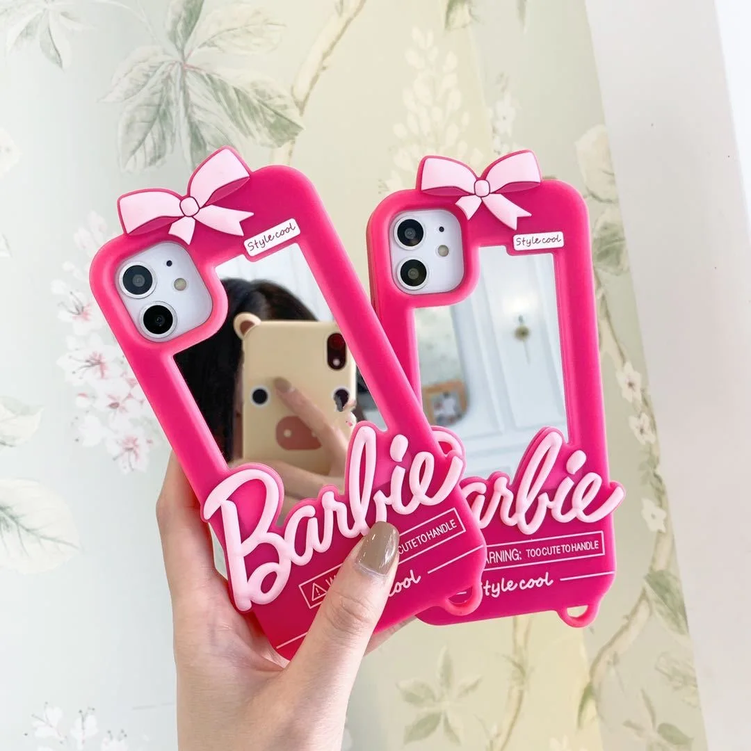 

Barbies Dolls Vanity Mirror Pink kawaii Phone Cases For iPhone 14 13 12 11 Pro Max Mini XR XS MAX 8 X 7 SE 2020 Back Cover