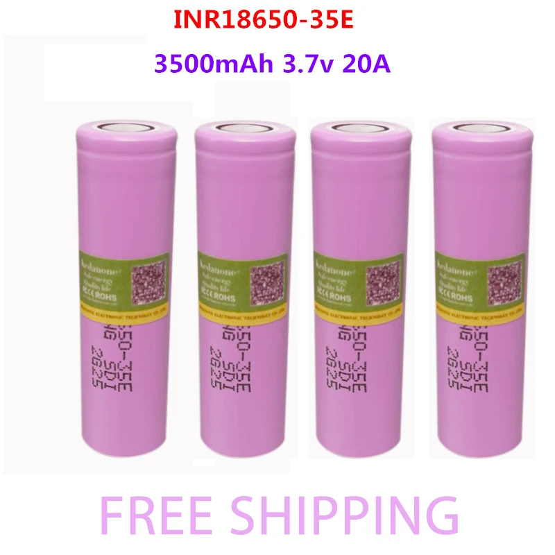 

New Original Made In Korea18650 3500mAh 20A Discharge INR18650-35E 3.7v 18650 Battery 3.7V Rechargable Battery+free Shipping