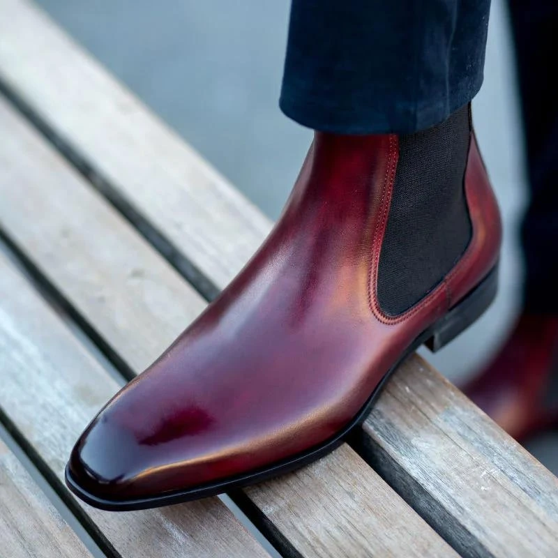 Business Square Toe Slip-on Men Short Boots Free Shipping Botas De Hombre Men Boots