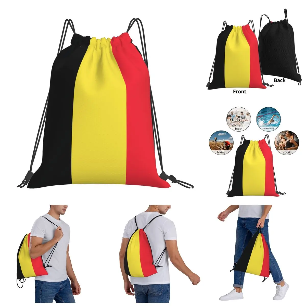

Сумки на шнурке, сумка для спортзала, флаг Бельгии, рюкзак, Забавный винтажный рюкзак