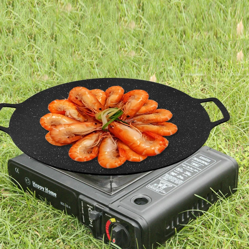

30/36/41cm High Quality Barbecue Pot Outdoor Magnetic Stove Field Frying Pan Non-stick Disc Teppanyaki Barbecue Pot Kitchen Tool
