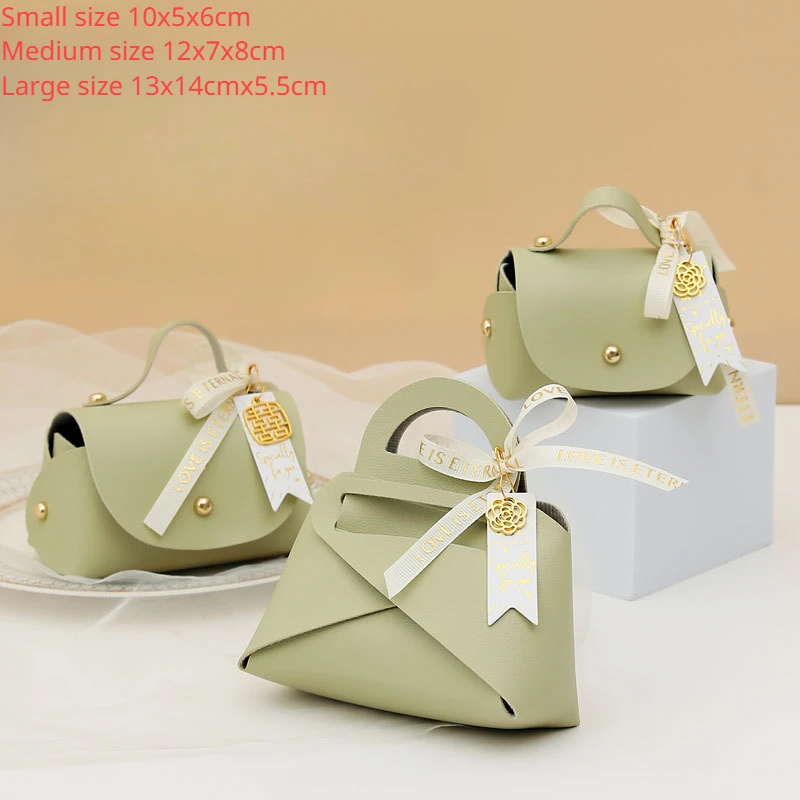 

Multiple Creative Wedding Candy Boxes Leather Hand Held Parties Holiday Gift Packaging Wedding Gifts Candy Gift Boxes 20pcs