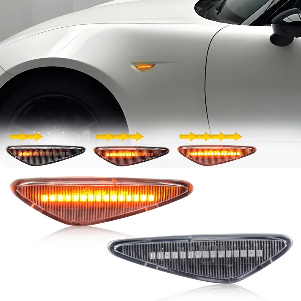 Фото Для Mazda 6 Atenza Mazda5 Premacy MX-5 RX-8 Nissan Lafesta Fiat 124 Spider светодиодный боковой габаритный фонарь Янтарный указатель поворота на боковое крыло №1