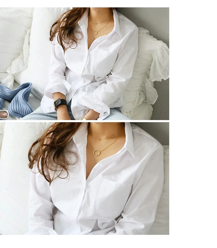 Блузки Рубашки Топы с длинным рукавом белая блузка женская мода 2024 Офисная