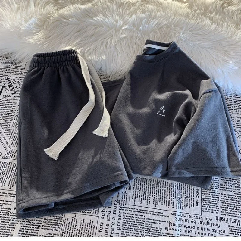 Casual two-piece pajamas women's new Korean style short-sleeved loose all-match shorts sports trendy home clothes