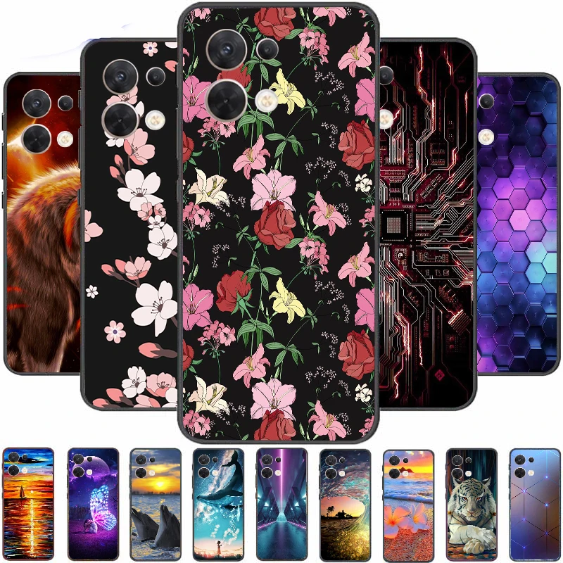 

Case For OPPO Reno8 5G Cover Soft TPU Cartoon Cute Coque Painting Fundas Bumper Shell Back Color Phoneful
