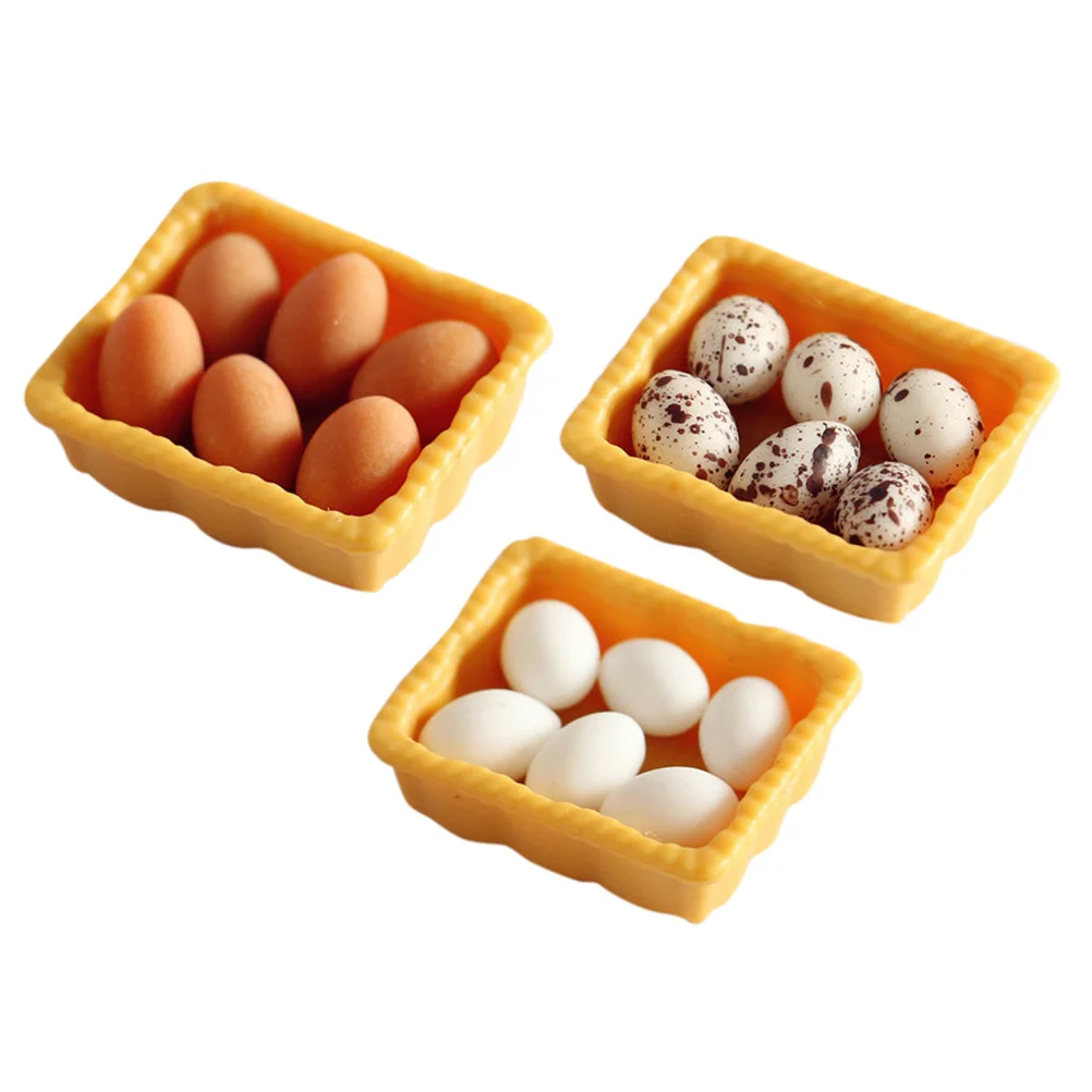 

3 Sets Mini Boxed Eggs Decors Ornaments Miniature Kits Kids Home Goods Micro Landscape Toys Room