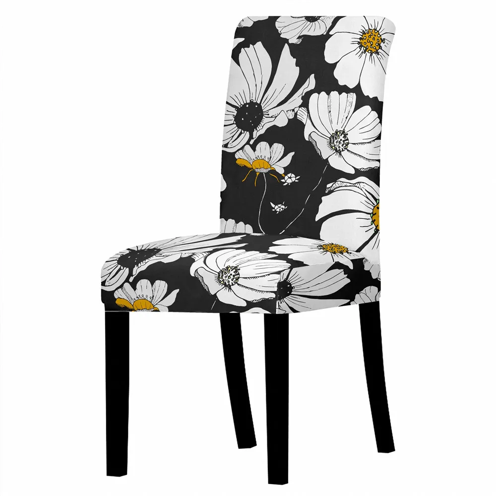 

Colorful Lotus Print Chair Cover Dustproof Anti-dirty Removable Office Chair Protector Case Chairs Living Room Vanity Chair Home