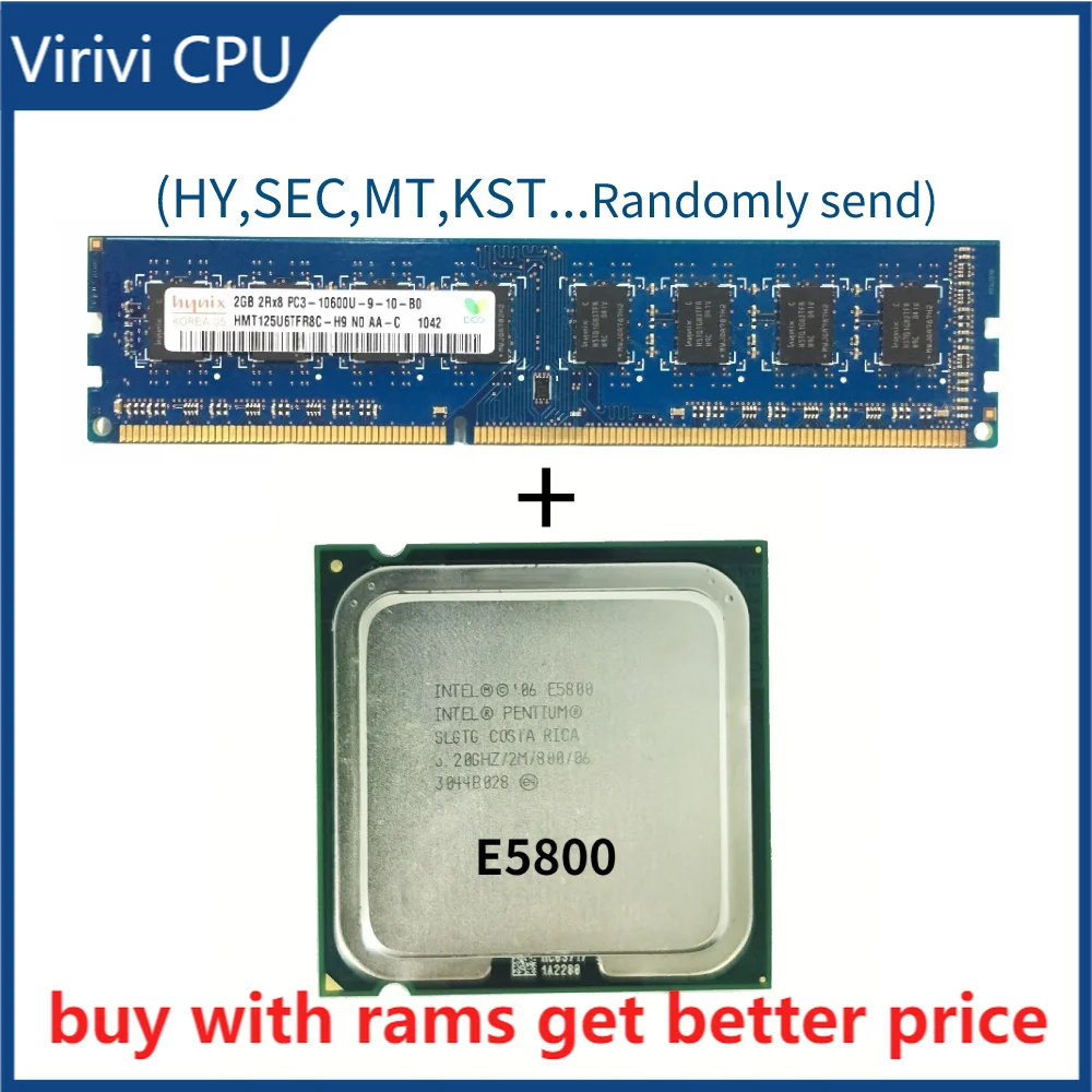 

DDR3 2G 1333Mhz with E5800 3.2GHz Dual-Core CPU Processor 2M 65W LGA 775