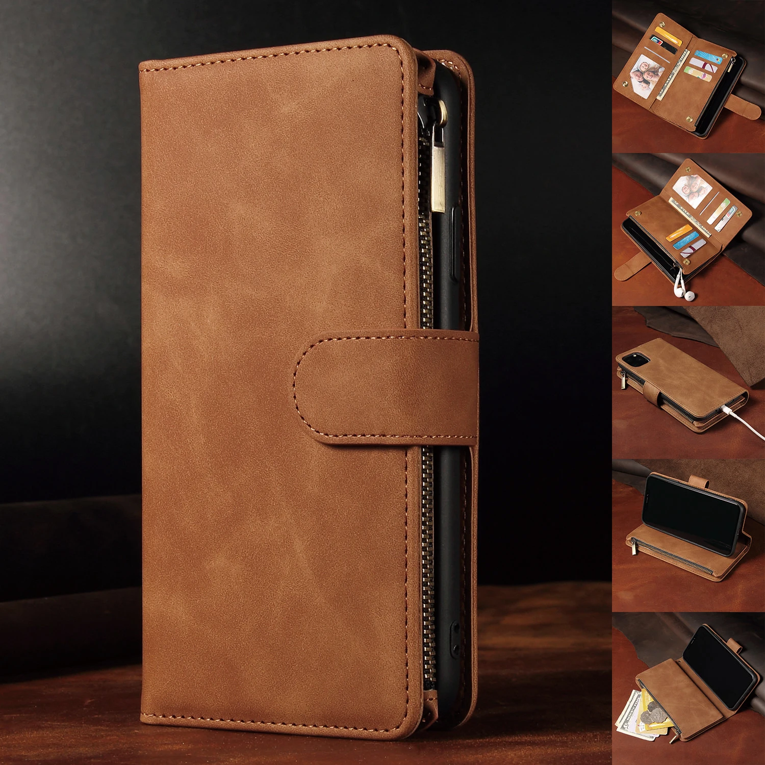 

Luxury Leather Case Kickstand Magnetic Closure Wallet Phone Cases for Iphone 14 13 12 11 Pro Max Mini Xs Xr 8 7 6s Plus Coque