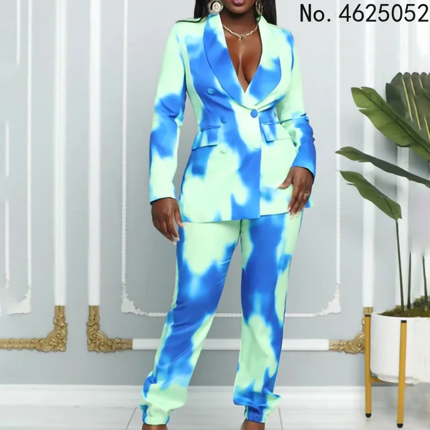 

Одежда в африканском стиле для женщин на весну и осень, комплект из двух предметов в африканском стиле с длинным рукавом и V-образным вырезом...