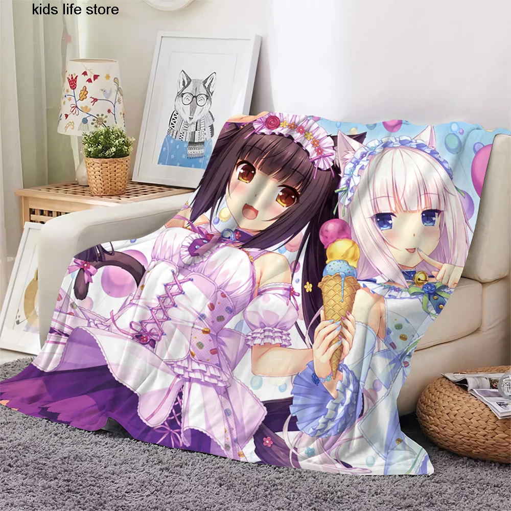 

Милые девушки из аниме Nekopara Chocola ванильное покрывало 3D принт мультяшное фланелевое одеяло весеннее домашнее украшение Прямая поставка