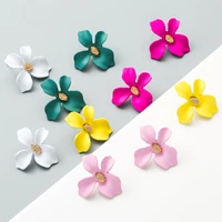 korean cute small flower stud earrings for women sweet statement boho spray paint flower earring party birthday beach jewelry