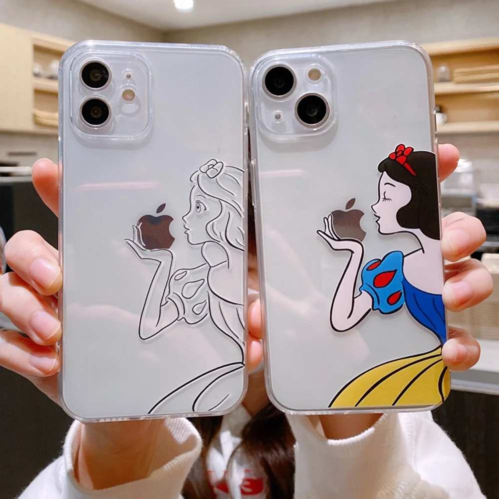 

Snow White Angel Eyes Phone Case for IPhone 14 13 12 11 Pro Max Mini Transparent for Apple Phone Soft Brand Silicone Cover 2022