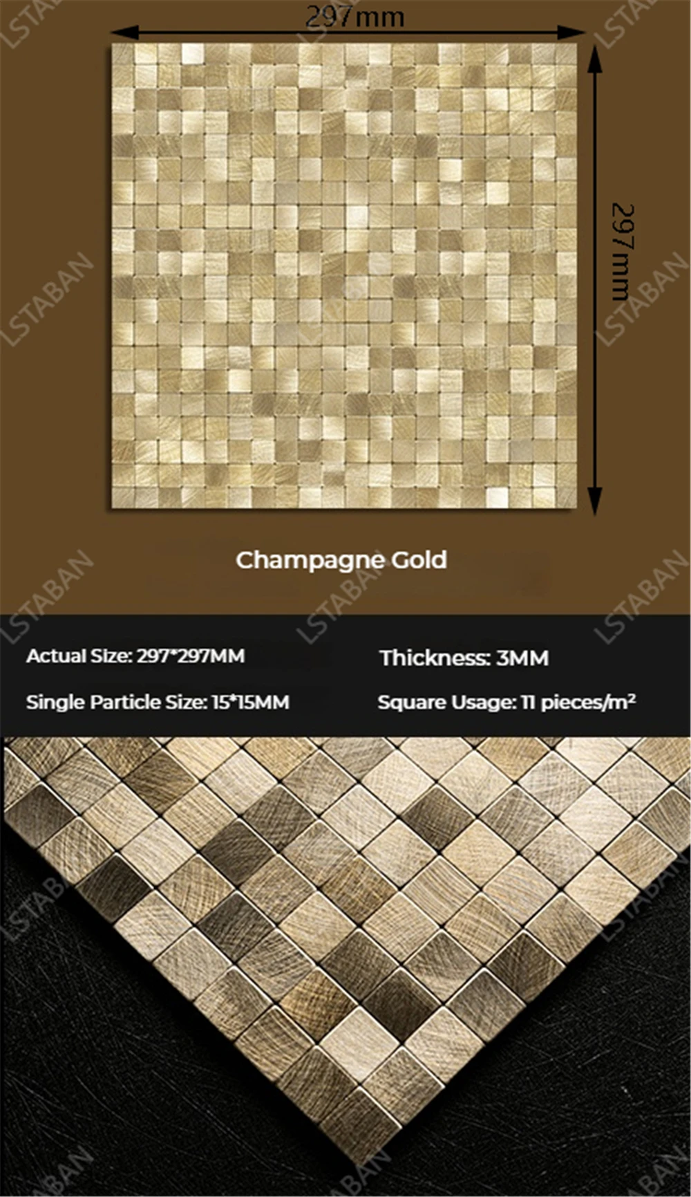 

Золотая абстрактная настенная мозаика