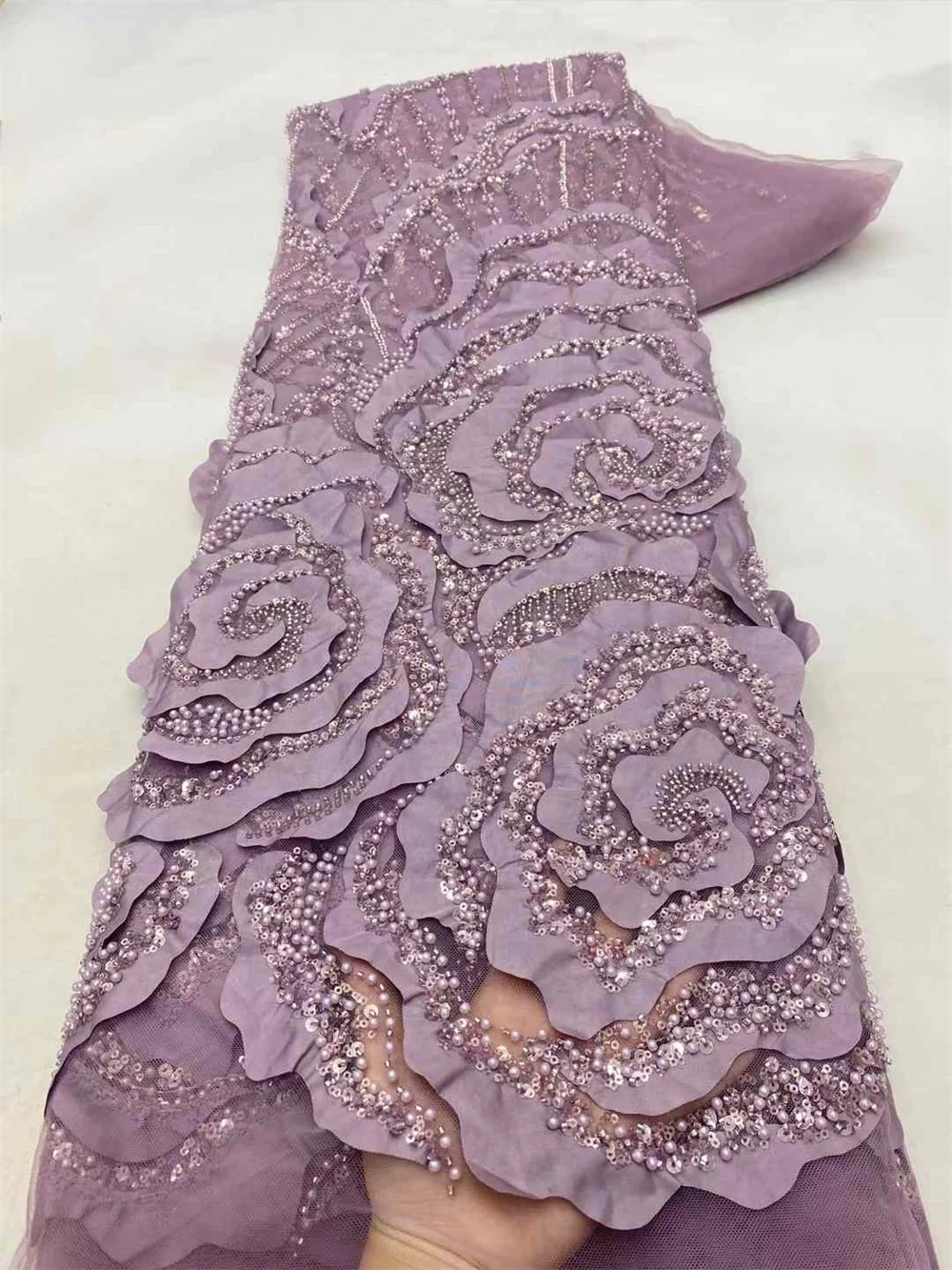 Роскошная кружевная ткань высокого качества с бисером 2024 африканская