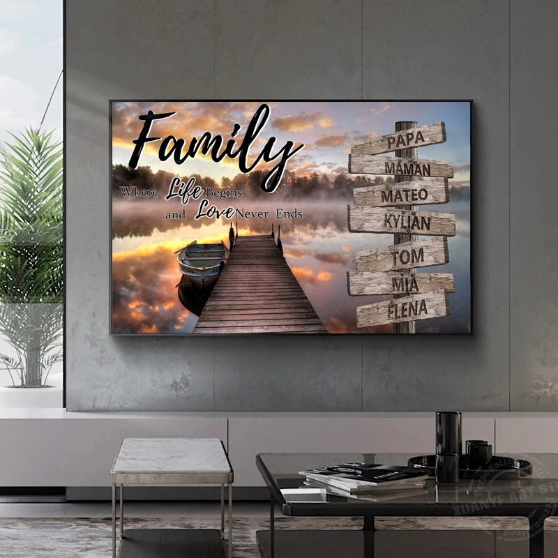 Персонализированный холст с изображением Озерного дома семейное имя красивой