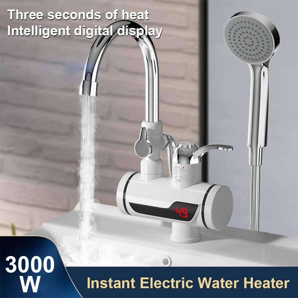 

Electric Instant Faucet 360 Degree Rotatable Fast Heating Water Heater With Shower Head Temperature Display For Kitchen Bathroom