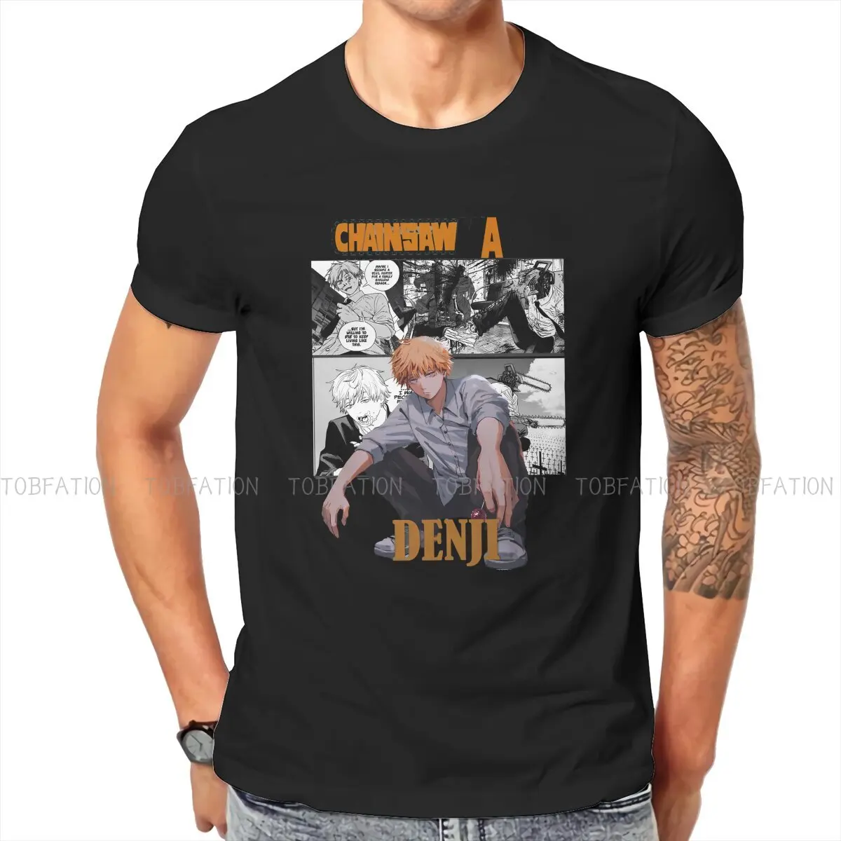 

Chainsaw Man Anime Polyester TShirt Denji Manga Cut Elegant T Shirt Homme Men Tee Shirt Printing Trendy