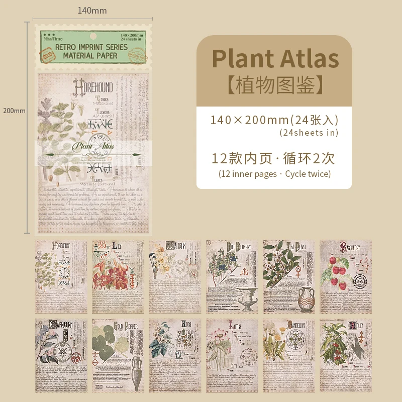 

24 листа, бумага для коллажей в стиле ретро, декоративный фон, бумага для скрапбукинга, планировщика, журнала, рукоделия, канцелярские принадлежности