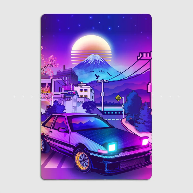 

Начальный D Toyota Trueno AE86 металлический знак постер для гаража гостиной настенный садовый декор кинотеатр на заказ жестяной винтажный домашний декор