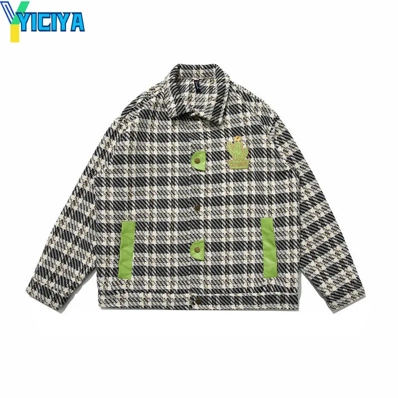 

YICIYA jackets Brand coats winter Bomber Jacket Women Spring 2023 Long Sleeve Baseball Oversized Jacket Hip Hop Lattice Woman