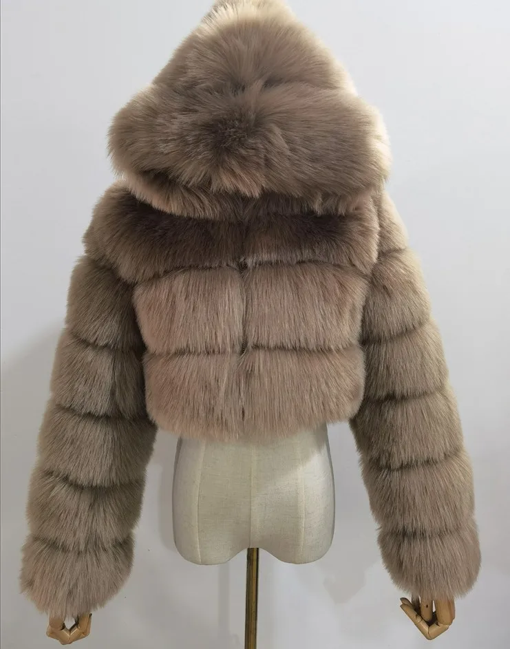 Fur New Autumn/winter Imitation Fur Europe and America Warm Hooded Fur Coat Women Winter Coat Women  Fur Coat Woman