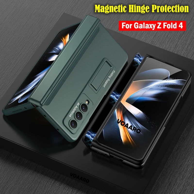 Magnet Hinge Coverage Protection Phone Case for Samsung Galaxy Z Fold 4 5G Armor Case Fold 4 Protect Cover with Bracket holder