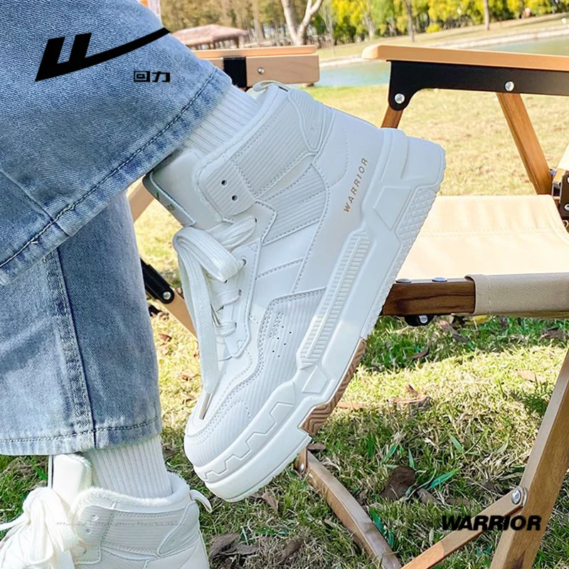 Warrior Fashion High Top Women Shoes 2023 Thick Sole Casual Sneakers Walking Pu Leather Sewing Matching Trainers Star Same