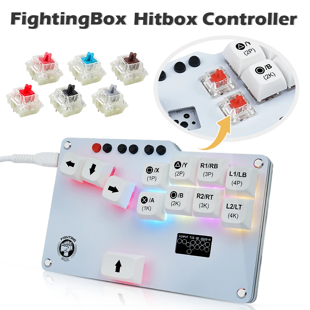 FightingBox Mini Hitbox WASD GP2040 CE Fightstick Game Pad Keyboard Cherry MX Switch For PS3/PS4/Nintendo Switch /Mister/Steam
