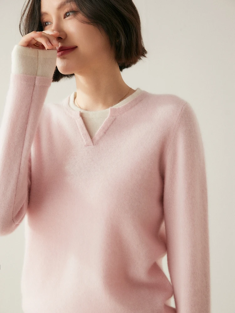 Новинка 100% Женский кашемировый свитер осенне-зимний пуловер с имитацией двух