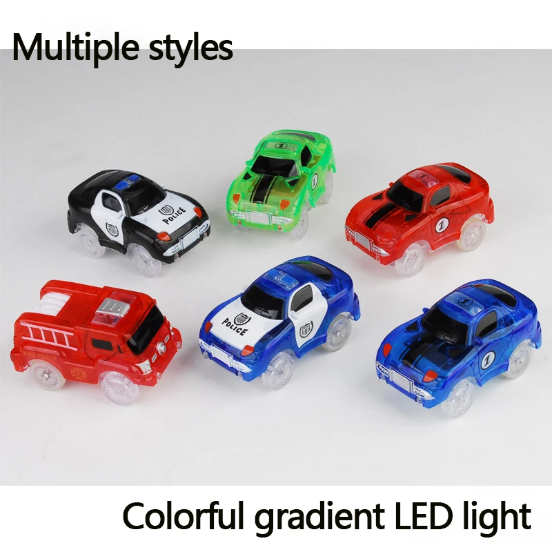 

Luminous electric car toys with LED lights Flexible track racing toy Flashing Kid Railway Luminous Machine Track Cars brinquedos