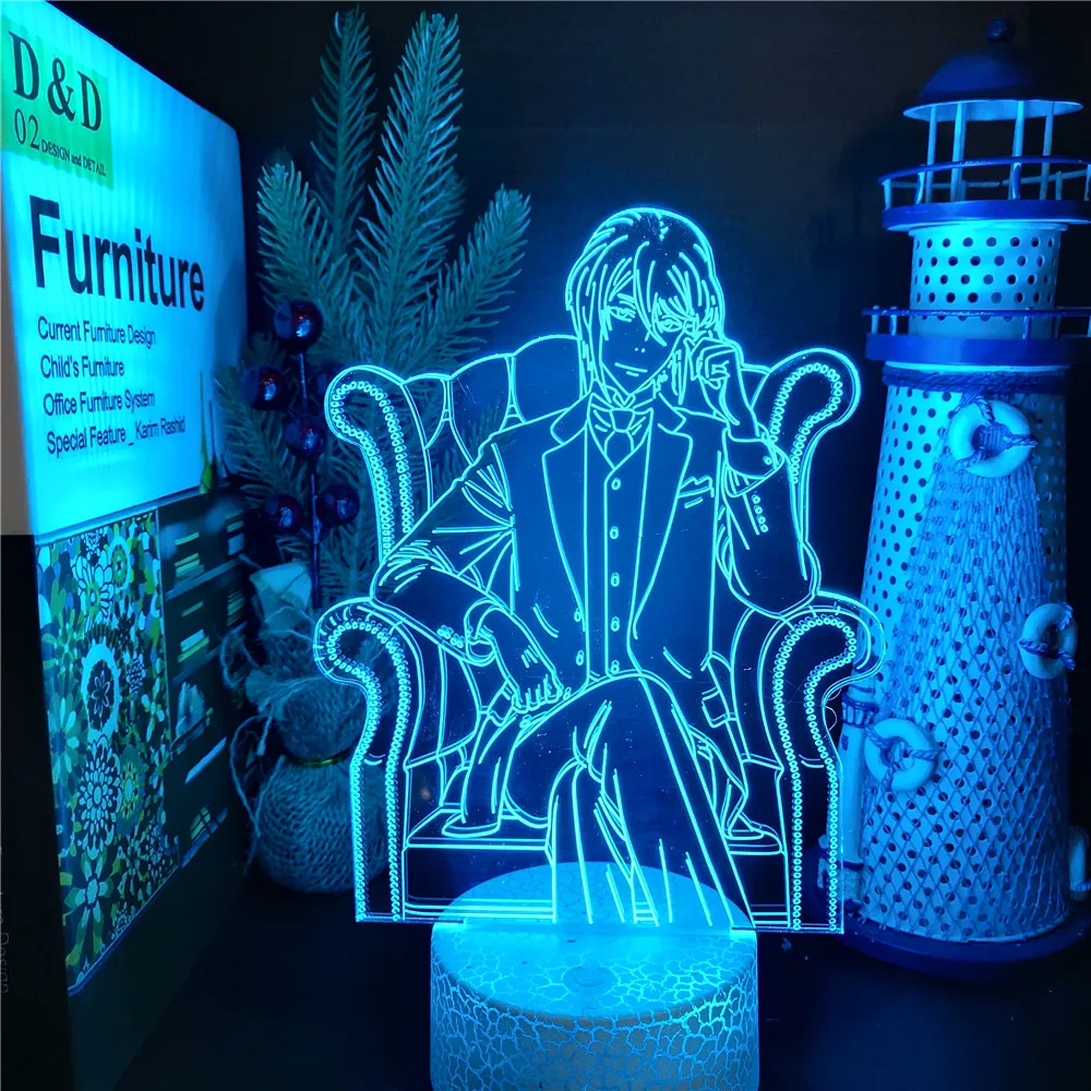 Cadarty The Patriot William James 3D LED Night Light lampada da tavolo per bambini con atmosfera alimentata tramite USB regalo per ragazzo Anime Room Decor WT