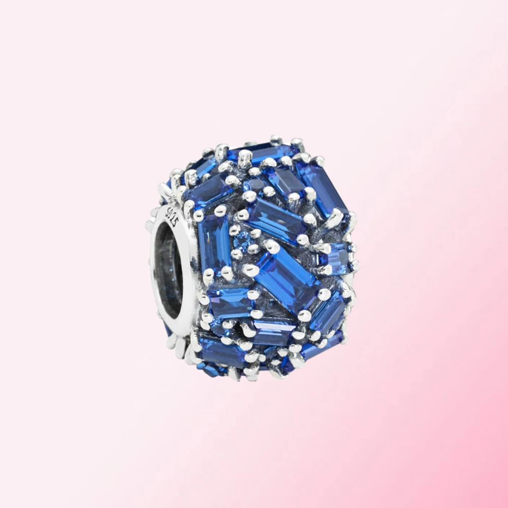 

New 100% 925 Sterling Silver Blue Chiselled Elegance Charm Fashion High Quality DIY Jewelry Factory Wholesale Free Shipping