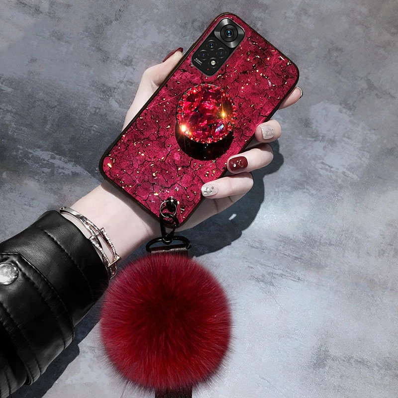 Glitter Diamond Lanyard Bracket Case For Xiaomi Redmi Note 12 11 Pro 11S 10A 10S 10C 9 9A 9C 9S 9T 8 POCO X3 M4 Pro phone Cover