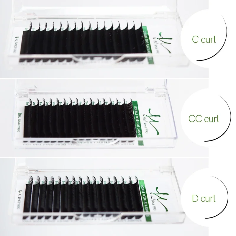 16 rzędów H&ampL od 1990 rzęs podwójne końcówki płaskie rzęsy przedłużone głębokie matowe czarne Premade Fan La