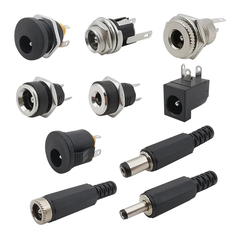 

10Pcs DC Connectors 5.5x2.1mm 3.5x1.3mm DC Power Plug Male Female Jack Socket Nut Panel Mount DC Power Adapter Connector 5.5*2.1